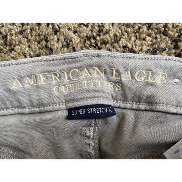 AMERICAN EAGLE Super Stretch X GRAY Denim Ripped Distressed Jegging Size 4 - Picture 3 of 11